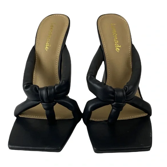 LEMONADE Loyal NWOT Black Heeled Thong Sandal - Picture 2 of 6